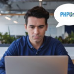 Developer thinking about using phpunit working on laptop